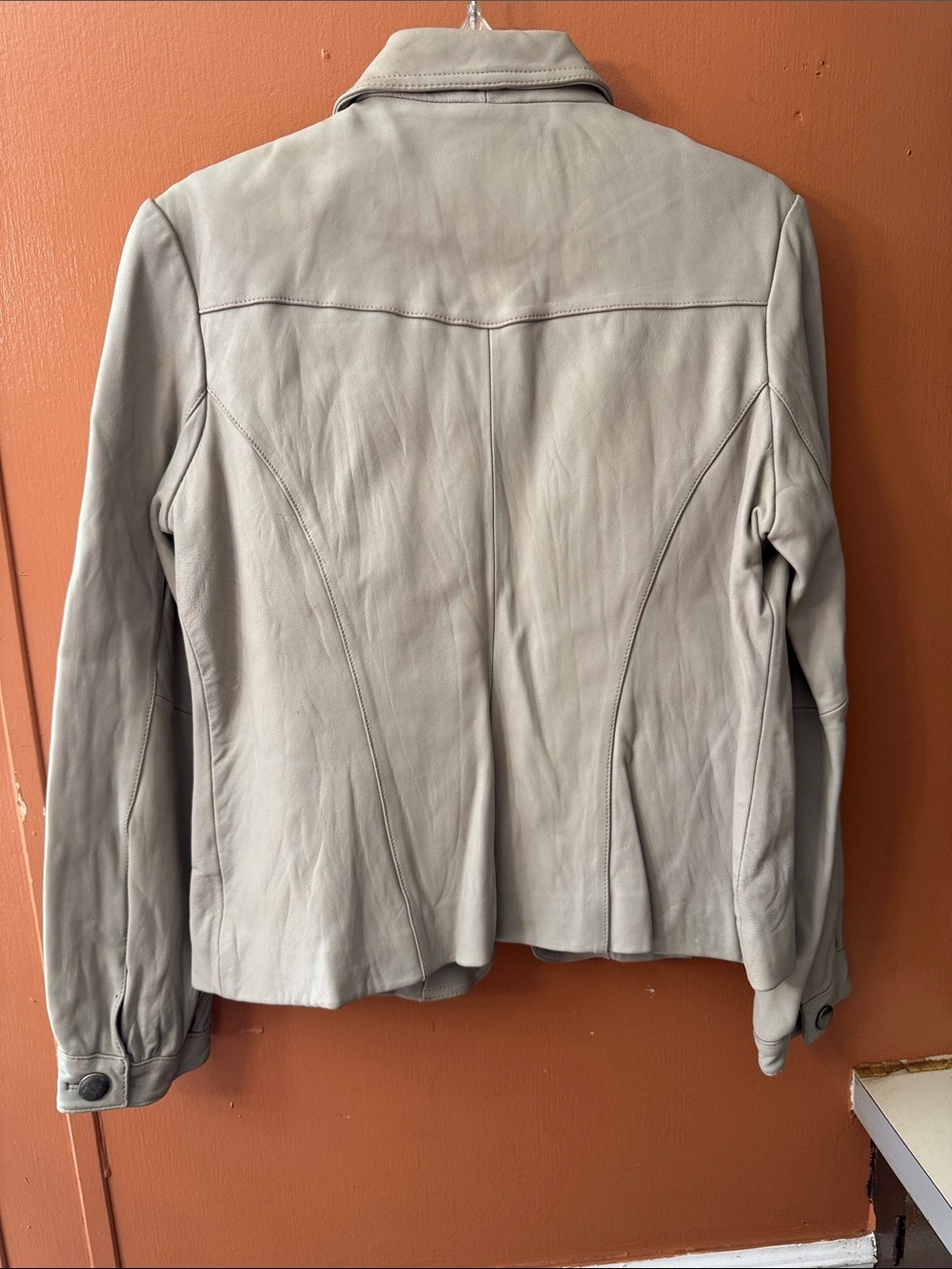 Mossimo Supply Co. Light Cream Leather Blazer Jacket - Picture 5 of 16